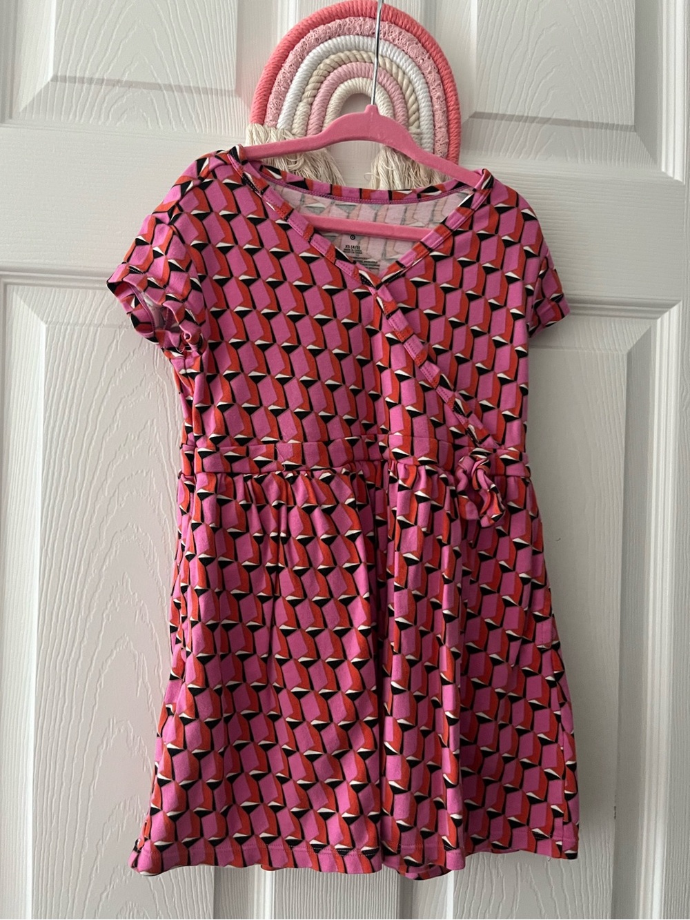 Diane Von Furstenberg/Target Pink Geometric Faux-Wrap Girls Dress